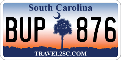 SC license plate BUP876