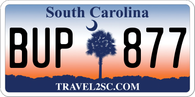 SC license plate BUP877
