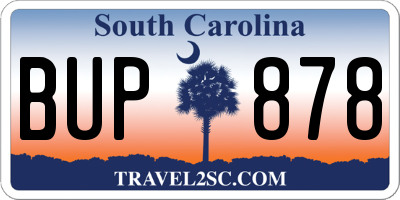 SC license plate BUP878