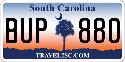 SC license plate BUP880