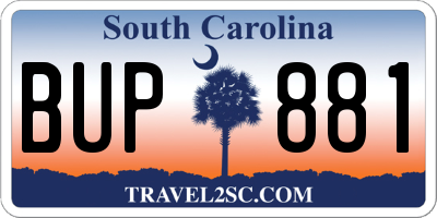 SC license plate BUP881