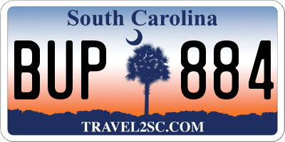 SC license plate BUP884