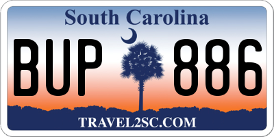 SC license plate BUP886