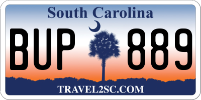 SC license plate BUP889