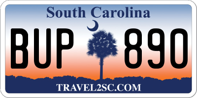SC license plate BUP890