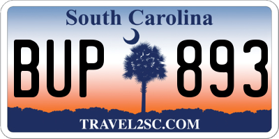 SC license plate BUP893