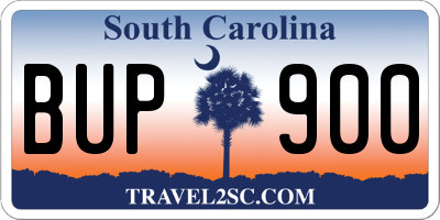 SC license plate BUP900