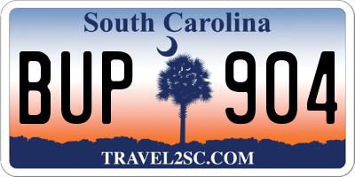 SC license plate BUP904