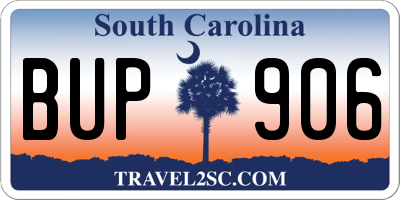 SC license plate BUP906