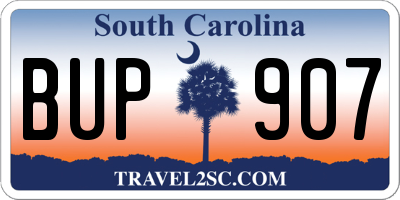 SC license plate BUP907