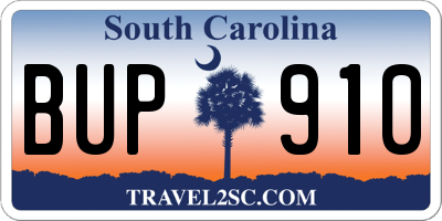 SC license plate BUP910