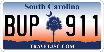SC license plate BUP911