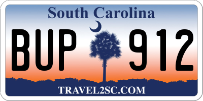SC license plate BUP912