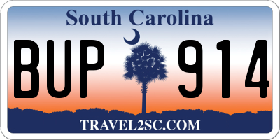 SC license plate BUP914