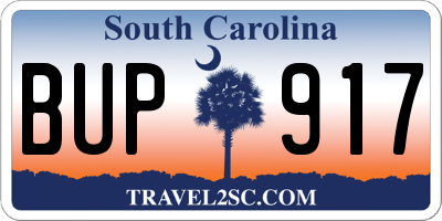 SC license plate BUP917