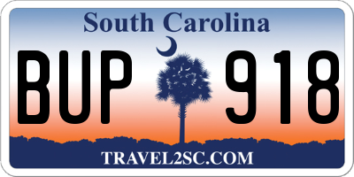 SC license plate BUP918