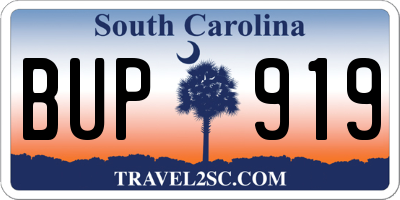 SC license plate BUP919