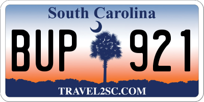 SC license plate BUP921