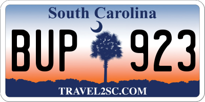 SC license plate BUP923