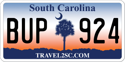 SC license plate BUP924