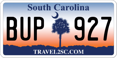 SC license plate BUP927