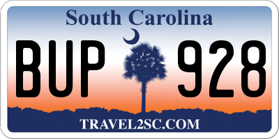 SC license plate BUP928