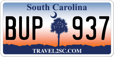 SC license plate BUP937