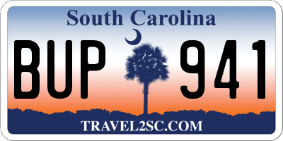 SC license plate BUP941