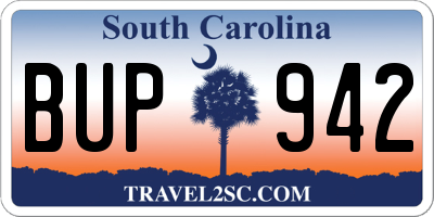 SC license plate BUP942