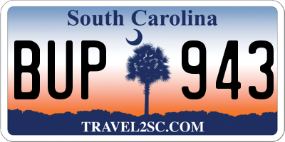 SC license plate BUP943