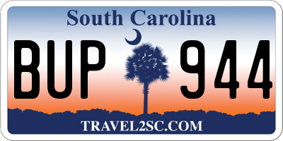 SC license plate BUP944