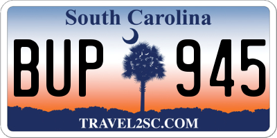 SC license plate BUP945