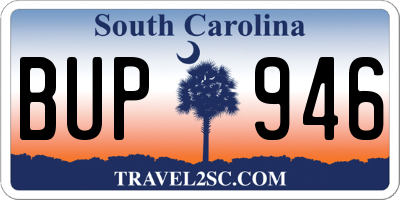 SC license plate BUP946