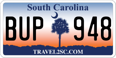 SC license plate BUP948