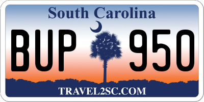 SC license plate BUP950