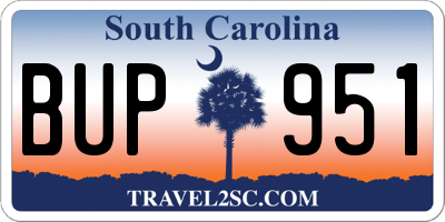 SC license plate BUP951