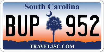 SC license plate BUP952