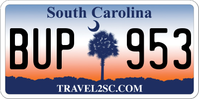 SC license plate BUP953