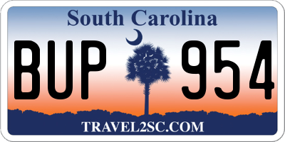 SC license plate BUP954