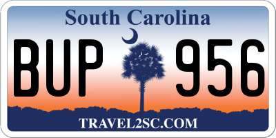 SC license plate BUP956