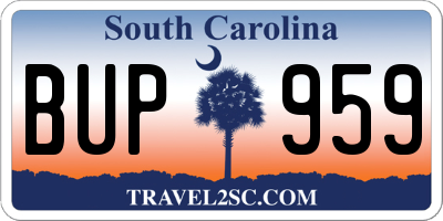 SC license plate BUP959
