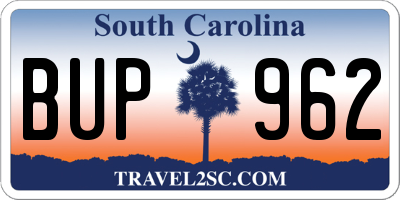 SC license plate BUP962
