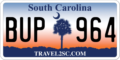 SC license plate BUP964