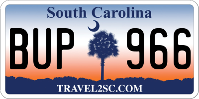 SC license plate BUP966