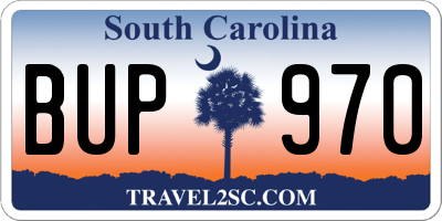 SC license plate BUP970