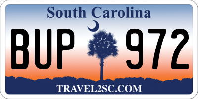 SC license plate BUP972