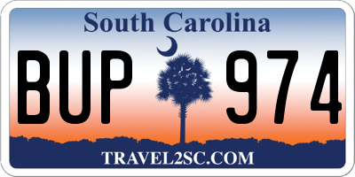 SC license plate BUP974