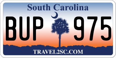 SC license plate BUP975