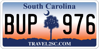 SC license plate BUP976