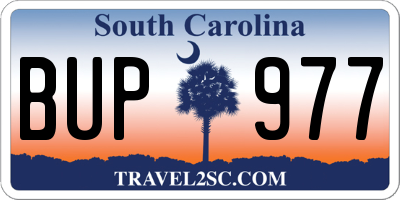 SC license plate BUP977